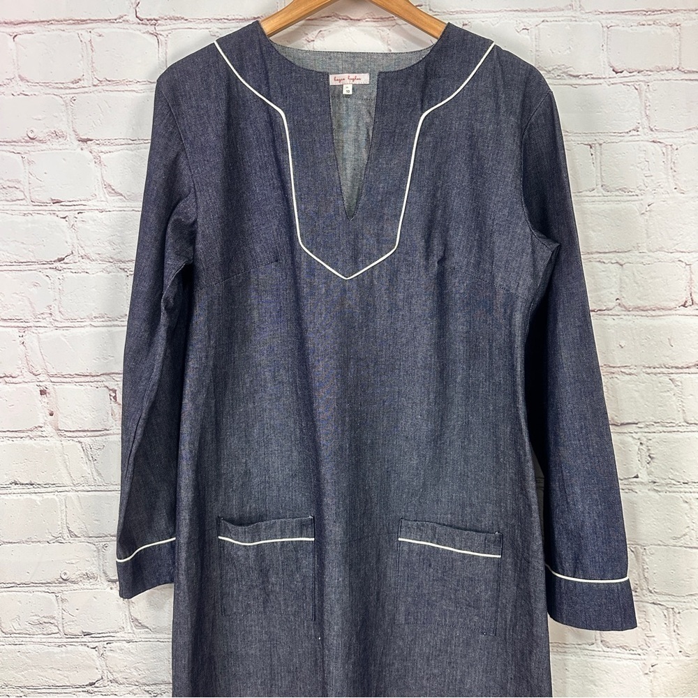 Kayce Hughes denim dress size 10 3/4 long sleeve Vacation vacay Resortwear beach - Picture 11 of 11